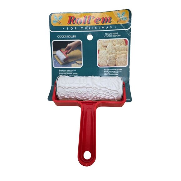 Hutzler Cutout COOKIE Santa 1987 Roll 'Em Christmas Cookie Roller 7 Designs New - Picture 1 of 9